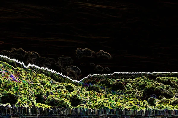 Digitale Illustration Landschaft Postkarte Hintergrund Effekt — Stockfoto