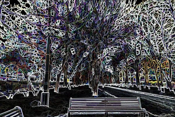 Digital Illustration Trees Postcard Background Effect
