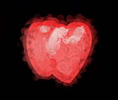 Dijital İllüstrasyon Romantik Kalp Arkaplanı