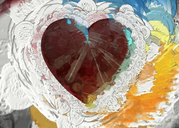 Digitální Ilustrace Romantické Srdce Pozadí — Stock fotografie
