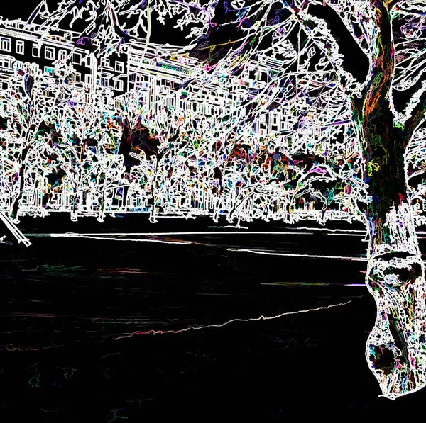 Ilustração Digital Árvores Abstratas Ramos Fundo — Fotografia de Stock