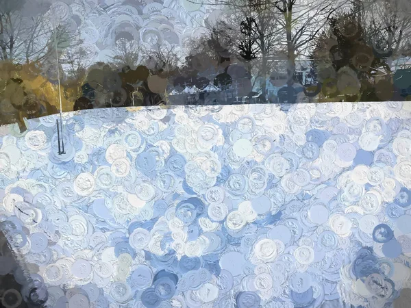 Ilustración Digital Árboles Abstractos Cubiertos Fondo Nieve —  Fotos de Stock