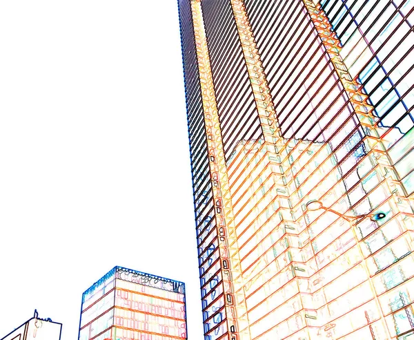 デジタルイラスト Skyscraper Postcard背景効果 — ストック写真