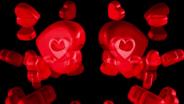 3Dレンダリングハート 花の背景 — ストック動画