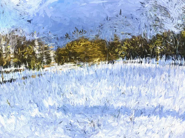 Kar Arkaplanındaki Dijital Resimli Ağaçlar