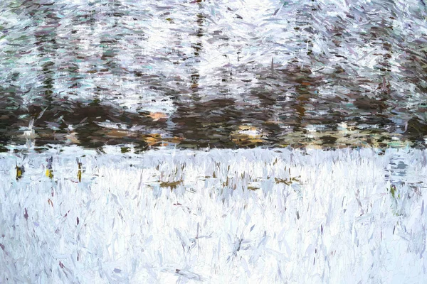 Árboles Ilustración Digital Cubiertos Fondo Nieve — Foto de Stock