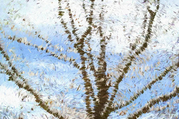 Kar Arkaplanındaki Dijital Resimli Ağaçlar