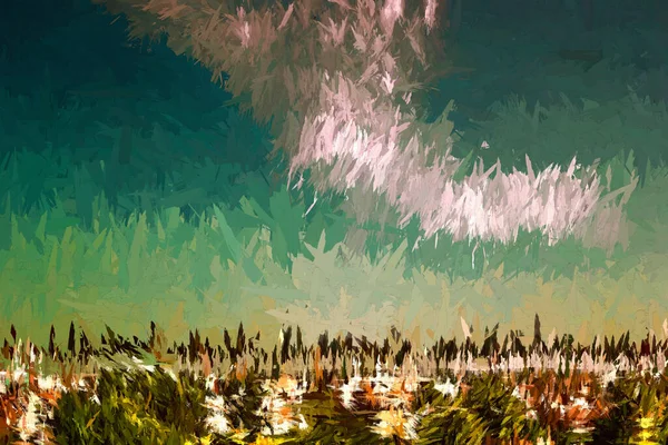 Ψηφιακή Εικονογράφηση Συννεφιά Ουρανό Στο Φόντο Του Καλοκαιριού — Φωτογραφία Αρχείου