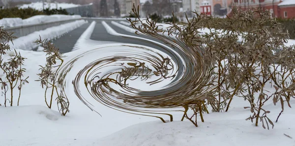 Pohon Ilustrasi Digital Dan Latar Belakang Salju — Stok Foto