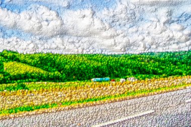 Soyut Toplar Efekti Yaz Arkaplanı Dijital Hazırlama