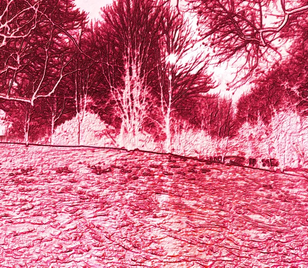 Цифровой Рендеринг Абстрактный Эффект Розовой Жидкости — стоковое фото