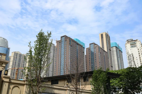 Estos Rascacielos Son Apartamentos Edificios Oficinas Las Ciudades Chinas — Foto de Stock