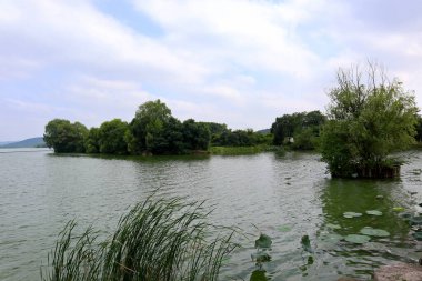Bu, Çin 'deki yemyeşil bir parkın güzel bir manzarası. Geniş çayırlar ve güzel göller insanların dinlenip oynayabileceği bir yer.
