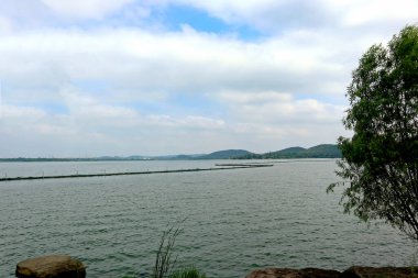 Bu, Çin 'de güzel gölleri olan güzel bir park manzarası.