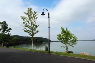 Bu, Çin 'de güzel gölleri olan güzel bir park manzarası.