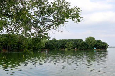 Bu, Çin 'de güzel gölleri olan güzel bir park manzarası.