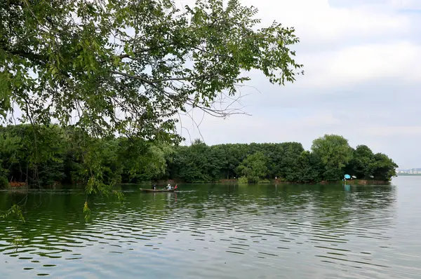Bu, Çin 'de güzel gölleri olan güzel bir park manzarası.