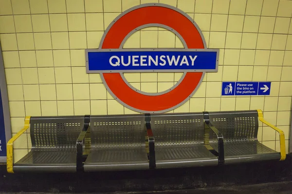 Underground Queensway Tube Station London London Underground Oldest Underground Railway — Stock Photo, Image