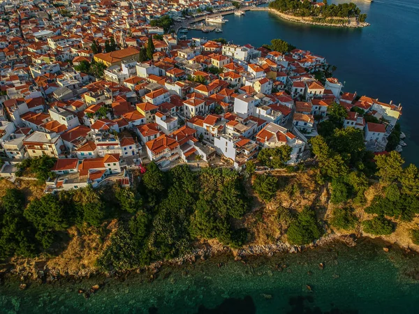 Vista Panorâmica Aérea Sobre Cidade Chora Ilha Skiathos Sporades Magnésia — Fotografia de Stock