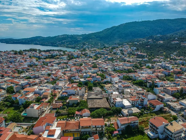 Vista Panorâmica Aérea Sobre Cidade Chora Ilha Skiathos Sporades Magnésia — Fotografia de Stock