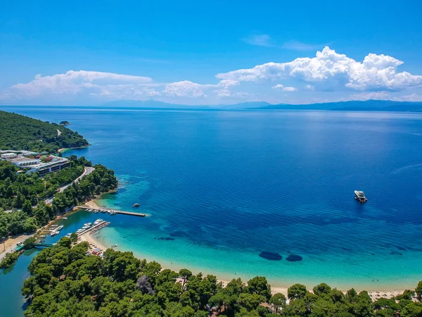 Vista Aérea Playa Koukounaries Isla Skiathos Esporadas Magnesia Grecia — Foto de Stock