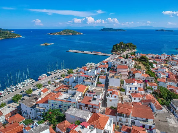 Vista Panorâmica Aérea Sobre Cidade Chora Ilha Skiathos Sporades Magnésia — Fotografia de Stock