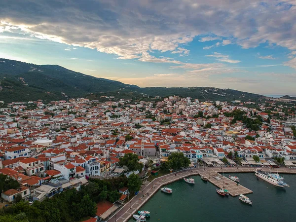 Aerial Panoramic View Chora Town Skiathos Island Sporades Magnesia Greece — Stock Photo, Image