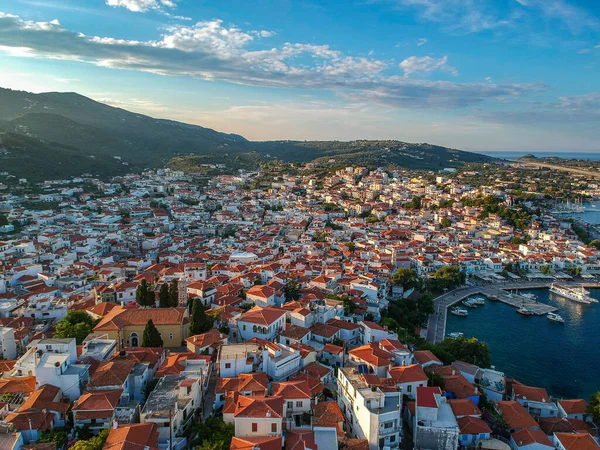 Aerial Panoramic View Chora Town Skiathos Island Sporades Magnesia Greece — Stock Photo, Image