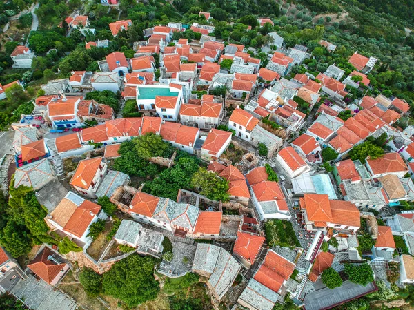 Vue Panoramique Aérienne Sur Chora Magnifique Vieux Village Alonnisos Île — Photo