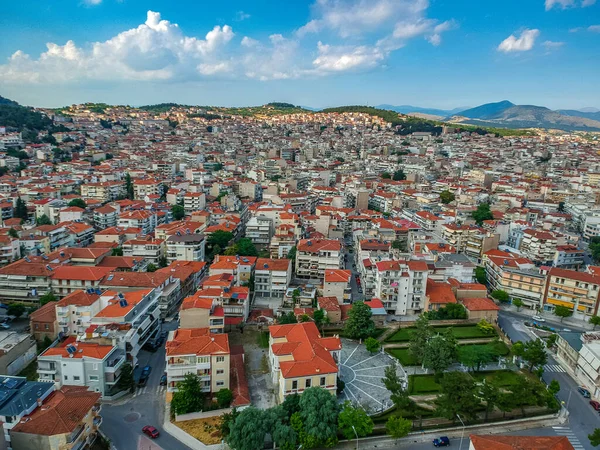 Vista Panorâmica Aérea Sobre Cidade Kozani Macedônia Grécia — Fotografia de Stock