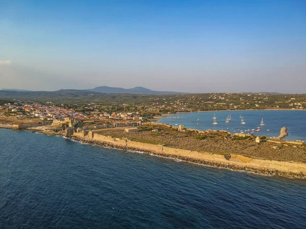 Vista Aérea Sobre Castillo Methoni Ciudad Fortificada Uno Los Más — Foto de Stock