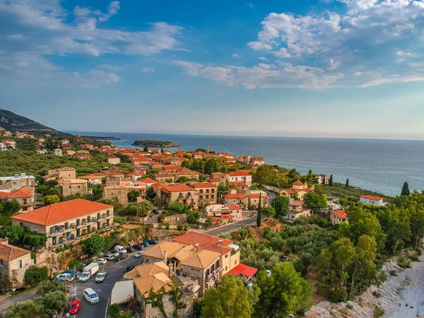 Aerial View Wonderful Seaside Village Kardamyli Greece Located Messenian Mani — Stock Photo, Image