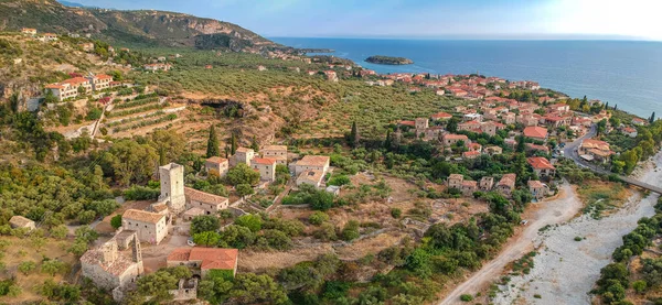 Aerial View Wonderful Seaside Village Kardamyli Greece Located Messenian Mani — Stock Photo, Image