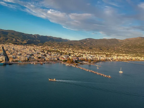 Luftaufnahme Über Der Küstenstadt Kalamata Messinia Griechenland — Stockfoto
