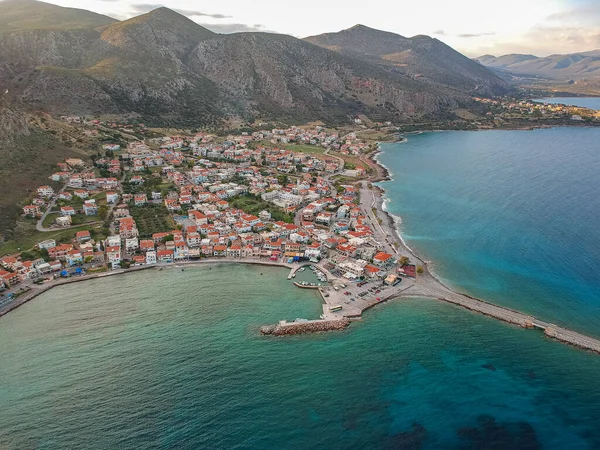 Aerial View Monemvasia Seaside City Picturesque Port Lakonia Greece — Stock Photo, Image