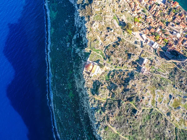 Vue Aérienne Vieux Château Médiéval Monemvasia Lakonie Péloponnèse Grèce Monemvasia — Photo