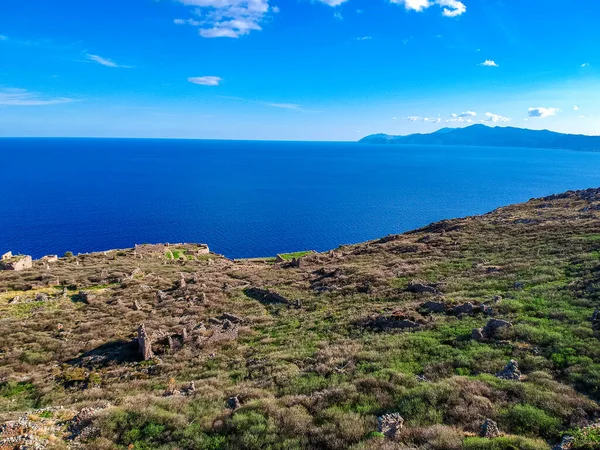 Luftaufnahme Der Alten Mittelalterlichen Burgstadt Monemvasia Lakonien Auf Der Peloponnes — Stockfoto