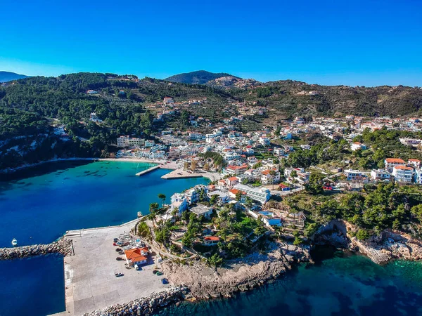 Vista Aérea Sobre Patitiri Cidade Ilha Alonnisos Grécia — Fotografia de Stock
