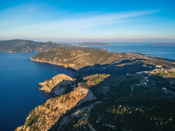 Vista Aérea Del Dron Sobre Oeste Alonnisos Hacia Isla Skopelos — Foto de Stock