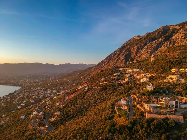 Vista Aérea Drone Sobre Golfo Messenian Área Verga Perto Cidade — Fotografia de Stock