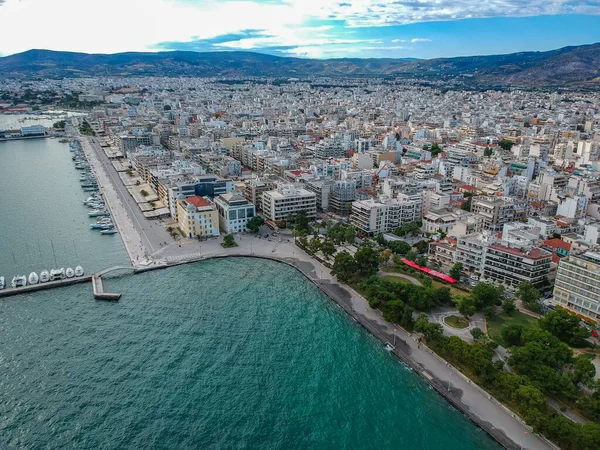 Luftaufnahme Über Der Stadt Volos Und Dem Hafen Magnesia Griechenland — Stockfoto