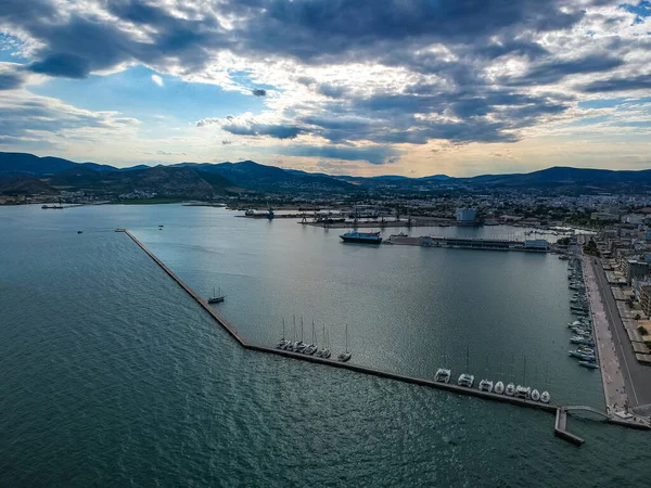 Luftaufnahme Über Der Stadt Volos Und Dem Hafen Magnesia Griechenland — Stockfoto