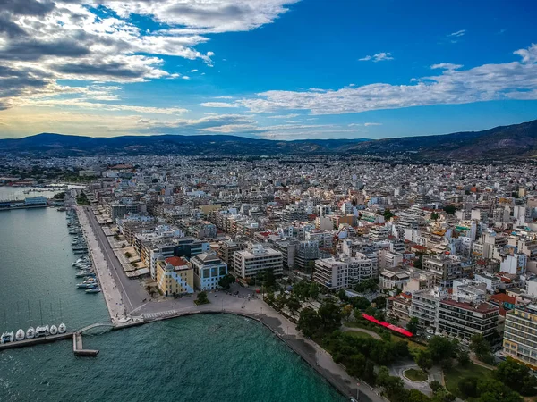 Foto Aerea Sulla Città Volos Porto Magnesia Grecia Europa — Foto Stock