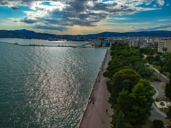 Foto Aerea Sulla Città Volos Porto Magnesia Grecia Europa — Foto Stock