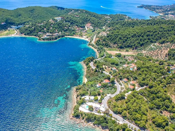 Vista Aérea Sobre Isla Del Esquí Del Sur Grecia Con — Foto de Stock