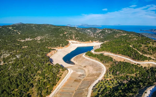 Yunanistan Alonnisos Adasındaki Insan Yapımı Gölün Panoramik Manzarası Proje Alonnisos — Stok fotoğraf