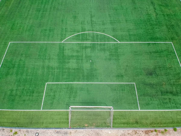 Real soccer field - Top down aerial drone view