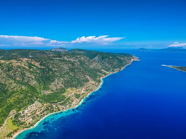 Aerial Top View Famous Agios Dimitrios Saint Demetrios Beach Alonnisos — Stock Fotó