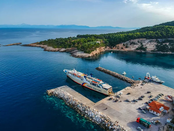 Proteus Ferry Boat Anes Company Docked Alonissos Port Route Skopelos —  Fotos de Stock