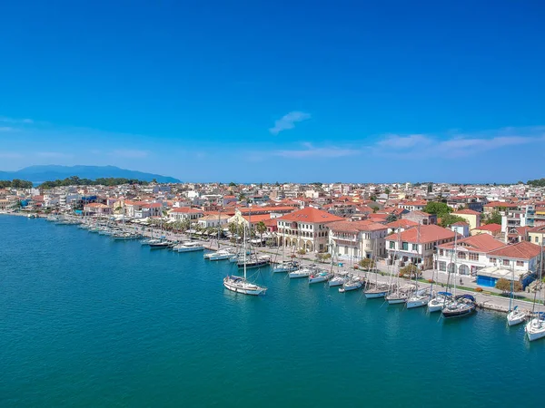 Luftaufnahme Des Berühmten Preveza Stadthafens Und Der Boote Frühling Preveza — Stockfoto
